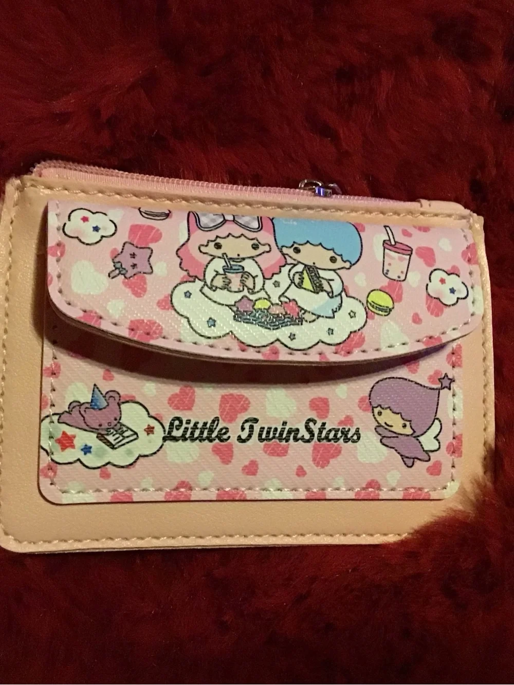 Pink Little Twin Stars Card Holder Wallet